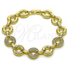 Oro Laminado Fancy Bracelet, Gold Filled Style with White Micro Pave, Polished, Golden Finish, 03.283.0556.07 (12 MM Thickness, 7 Inches Length)