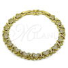 Oro Laminado Tennis Bracelet, Gold Filled Style Hugs and Kisses Design, Matte Finish, Golden Finish, 03.213.0431.07 (Thickness, 8 Inches Length)