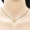 Oro Laminado Religious Pendant, Gold Filled Style Cross Design, with White Cubic Zirconia, Polished, Golden Finish, 05.213.0193