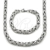 Stainless Steel Necklace and Bracelet, Polished, Steel Finish, 06.435.0007.24