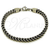 Stainless Steel Basic Bracelet, Square Franco Design, Polished, Steel Finish, 03.435.0012.09 (05 MM Thickness, 9 Inches Length)
