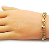 Stainless Steel Fancy Bracelet, Heart Design, Polished, Golden Finish, 03.435.0013.07 (Thickness, 8 Inches Length)