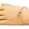 Oro Laminado Individual Bangle, Gold Filled Style Heart Design, with White Micro Pave, Polished, Golden Finish, 07.282.0081 (Thickness, One size fits all)