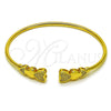 Oro Laminado Individual Bangle, Gold Filled Style Heart Design, with White Micro Pave, Polished, Golden Finish, 07.282.0082