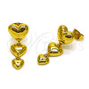 Oro Laminado Long Earring, Gold Filled Style Heart Design, Polished, Golden Finish, 02.282.0119