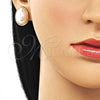 Oro Laminado Stud Earring, Gold Filled Style Teardrop Design, with Ivory Mother of Pearl, Polished, Golden Finish, 02.282.0121