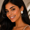 Oro Laminado Stud Earring, Gold Filled Style Teardrop Design, with Ivory Mother of Pearl, Polished, Golden Finish, 02.282.0121