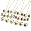 Oro Laminado Necklace, Earring and Ring, Gold Filled Style Cluster Design, with Green and White Cubic Zirconia, Polished, Golden Finish, 06.424.0001.2
