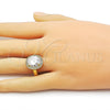 Oro Laminado Multi Stone Ring, Gold Filled Style Cluster Design, with White Cubic Zirconia and White Micro Pave, Polished, Golden Finish, 01.424.0001 (One size fits all)