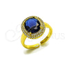Oro Laminado Multi Stone Ring, Gold Filled Style Cluster Design, with Sapphire Blue Cubic Zirconia and White Micro Pave, Polished, Golden Finish, 01.424.0001.3