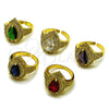 Oro Laminado Multi Stone Ring, Gold Filled Style Cluster and Teardrop Design, with Amethyst and White Cubic Zirconia, Polished, Golden Finish, 01.424.0002.4 (One size fits all)
