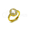 Oro Laminado Multi Stone Ring, Gold Filled Style Cluster Design, with White Cubic Zirconia, Polished, Golden Finish, 01.424.0003