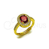 Oro Laminado Multi Stone Ring, Gold Filled Style Cluster Design, with Garnet and White Cubic Zirconia, Polished, Golden Finish, 01.424.0003.1