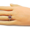 Oro Laminado Multi Stone Ring, Gold Filled Style Cluster Design, with Garnet and White Cubic Zirconia, Polished, Golden Finish, 01.424.0003.1 (One size fits all)