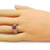 Oro Laminado Multi Stone Ring, Gold Filled Style Cluster Design, with Garnet and White Cubic Zirconia, Polished, Golden Finish, 01.424.0004.1 (One size fits all)