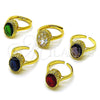 Oro Laminado Multi Stone Ring, Gold Filled Style with White Cubic Zirconia, Polished, Golden Finish, 01.424.0005 (One size fits all)