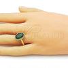 Oro Laminado Multi Stone Ring, Gold Filled Style with Green Cubic Zirconia, Polished, Golden Finish, 01.424.0005.2