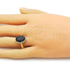 Oro Laminado Multi Stone Ring, Gold Filled Style with Sapphire Blue Cubic Zirconia, Polished, Golden Finish, 01.424.0005.3