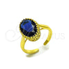 Oro Laminado Multi Stone Ring, Gold Filled Style with Sapphire Blue Cubic Zirconia, Polished, Golden Finish, 01.424.0005.3