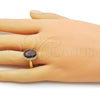 Oro Laminado Multi Stone Ring, Gold Filled Style with Amethyst Cubic Zirconia, Polished, Golden Finish, 01.424.0005.4