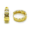 Oro Laminado Huggie Hoop, Gold Filled Style Miami Cuban Design, Polished, Golden Finish, 02.60.0174.18