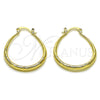 Oro Laminado Medium Hoop, Gold Filled Style Hollow Design, Diamond Cutting Finish, Golden Finish, 02.163.0409.30
