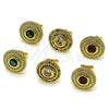 Oro Laminado Stud Earring, Gold Filled Style Cluster Design, with Green Cubic Zirconia and White Micro Pave, Polished, Golden Finish, 02.156.0744.2