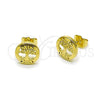 Oro Laminado Stud Earring, Gold Filled Style Tree Design, with Multicolor Micro Pave, Polished, Golden Finish, 02.156.0572.1
