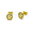 Oro Laminado Stud Earring, Gold Filled Style Tree Design, with White Cubic Zirconia, Polished, Golden Finish, 02.156.0747