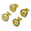 Oro Laminado Stud Earring, Gold Filled Style Tree Design, with White Micro Pave, Polished, Golden Finish, 02.156.0748