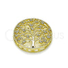 Oro Laminado Fancy Pendant, Gold Filled Style Tree and Heart Design, with White Micro Pave, Polished, Golden Finish, 05.156.0222