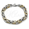 Stainless Steel Fancy Bracelet, Polished, Two Tone, 03.435.0011.2.09 (Thickness, 9 Inches Length)