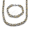 Stainless Steel Necklace and Bracelet, Polished, Two Tone, 06.435.0007.1.22
