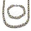 Stainless Steel Necklace and Bracelet, Polished, Two Tone, 06.435.0007.1.22