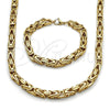 Stainless Steel Necklace and Bracelet, Polished, Golden Finish, 06.435.0007.2.22