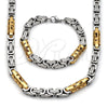 Stainless Steel Necklace and Bracelet, Polished, Two Tone, 06.116.0067.2.22