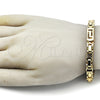 Stainless Steel Fancy Bracelet, Greek Key Design, Polished, Golden Finish, 03.116.0047.2.09