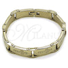 Stainless Steel Solid Bracelet, Cross Design, Polished, Steel Finish, 03.116.0049.09 (Thickness, 9 Inches Length)