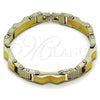Stainless Steel Solid Bracelet, Polished, Two Tone, 03.116.0054.09 (Thickness, 9 Inches Length)