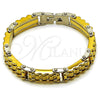 Stainless Steel Solid Bracelet, Polished, Two Tone, 03.116.0057.09 (Thickness, 9 Inches Length)