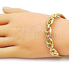 Stainless Steel Individual Bangle, Puff Mariner Design, Polished, Golden Finish, 07.116.0002.1.05
