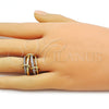 Oro Laminado Multi Stone Ring, Gold Filled Style Baguette Design, with White Cubic Zirconia, Polished, Two Tone, 01.443.0003.08 (Size 8)