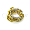 Oro Laminado Multi Stone Ring, Gold Filled Style Baguette Design, with White Cubic Zirconia, Polished, Two Tone, 01.443.0003.08 (Size 8)