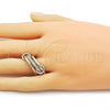 Oro Laminado Multi Stone Ring, Gold Filled Style with White Cubic Zirconia, Polished, Two Tone, 01.443.0006.1.07