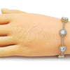 Oro Laminado Tennis Bracelet, Gold Filled Style Heart and Cluster Design, with White Cubic Zirconia, Polished, Golden Finish, 03.266.0064.07