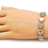 Oro Laminado Tennis Bracelet, Gold Filled Style Heart Design, with White Cubic Zirconia, Polished, Golden Finish, 03.266.0065.08