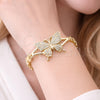 Oro Laminado Fancy Bracelet, Gold Filled Style Butterfly Design, with White Cubic Zirconia, Polished, Golden Finish, 03.266.0068.08 (Thickness, 8 Inches Length)
