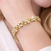 Oro Laminado Fancy Bracelet, Gold Filled Style Butterfly Design, with White Cubic Zirconia, Polished, Golden Finish, 03.266.0072.08 (09 MM Thickness, 8 Inches Length)