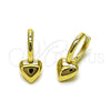 Oro Laminado Huggie Hoop, Gold Filled Style Heart Design, Polished, Golden Finish, 02.213.0912.16