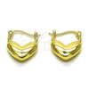 Oro Laminado Small Hoop, Gold Filled Style Heart Design, Polished, Golden Finish, 02.213.0917.16